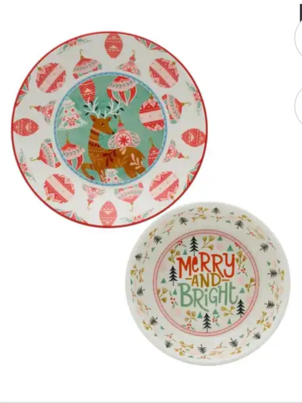 Fitz and Floyd Cottage Christmas Set of two serving bowls